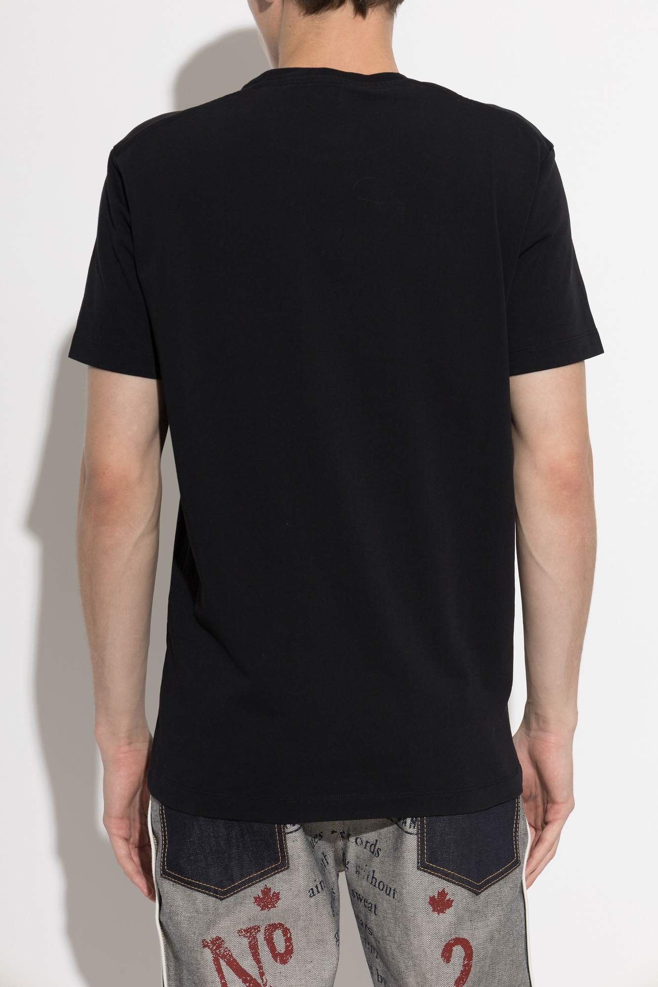 Dsquared2 Black Cotton T-Shirt with Maple Leaf Logo | Men's | Vitkac